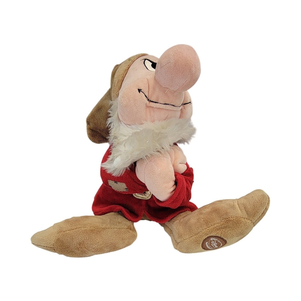 Disney Grumpy Dwarf Plush "Grumpy" Hat Red Coat Stuffed Toy Disney Store